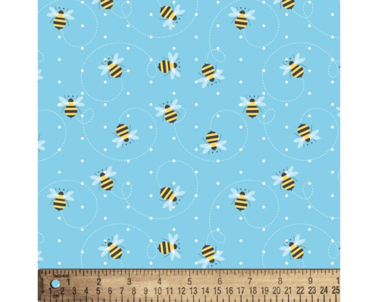 Bumblebees Dots Poly Cotton Fabric | By the Yard | Sewing and Crafting | 44 inches wide